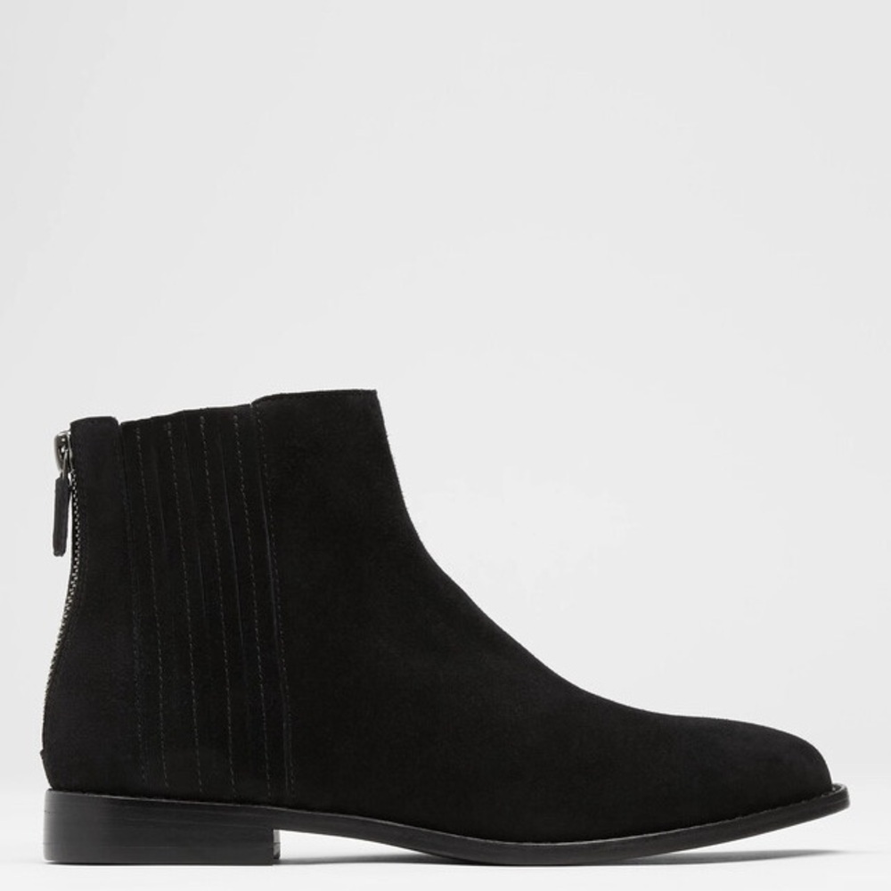 Eileen Fisher Rich Black Suede Ankle Booties Minimalist Chelsea Boot 8 1/2 - Picture 8 of 10
